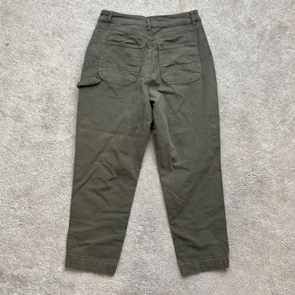 Marine Layer Maya Utility Pants Womens 10 Olive Green Straight Leg Cargo Grunge